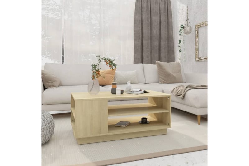 Soffbord sonoma-ek 102x55x43 cm spånskiva - Brun - Soffbord