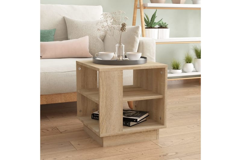 Soffbord sonoma-ek 40x40x43 cm konstruerat trä - Beige - Möbler - Bord & matgrupper - Soffbord