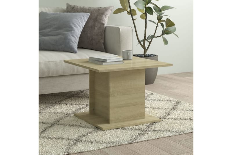 Soffbord sonoma-ek 55,5x55,5x40 cm spånskiva - Beige - Soffbord