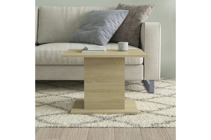 Soffbord sonoma-ek 55,5x55,5x40 cm spånskiva - Beige - Soffbord