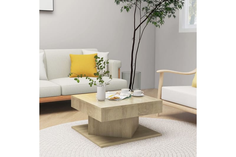 Soffbord sonoma-ek 57x57x30 cm spånskiva - Brun - Möbler - Bord & matgrupper - Soffbord