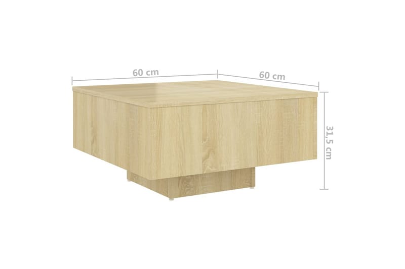 Soffbord sonoma-ek 60x60x31,5 cm spånskiva - Brun - Möbler - Bord & matgrupper - Soffbord