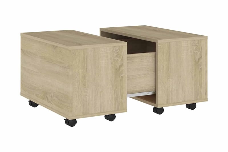 Soffbord sonoma-ek 60x60x38 cm spånskiva - Brun - Soffbord - Soffbord med hjul