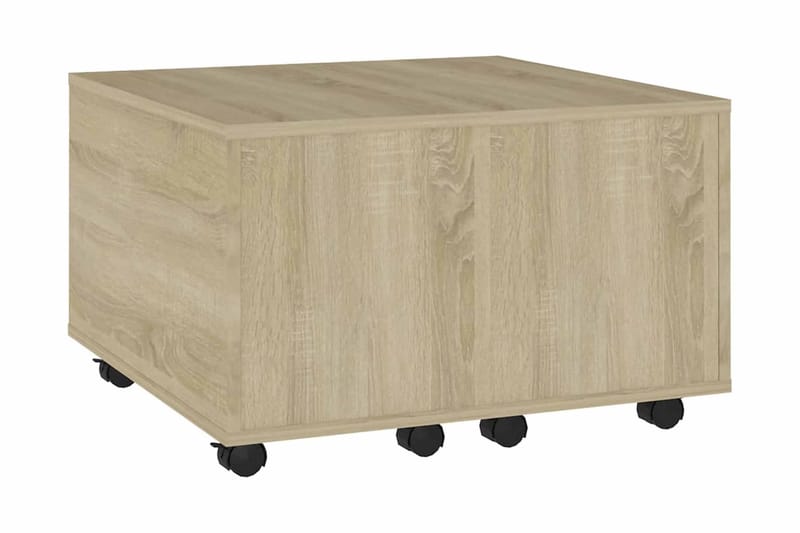 Soffbord sonoma-ek 60x60x38 cm spånskiva - Brun - Soffbord - Soffbord med hjul