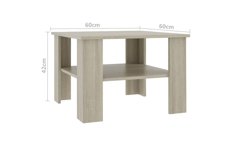 Soffbord sonoma-ek 60x60x42 cm spånskiva - Brun - Möbler - Bord & matgrupper - Soffbord