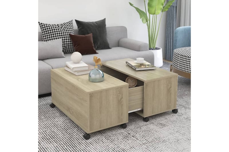 Soffbord sonoma-ek 75x75x38 cm spånskiva - Brun - Möbler - Bord & matgrupper - Soffbord