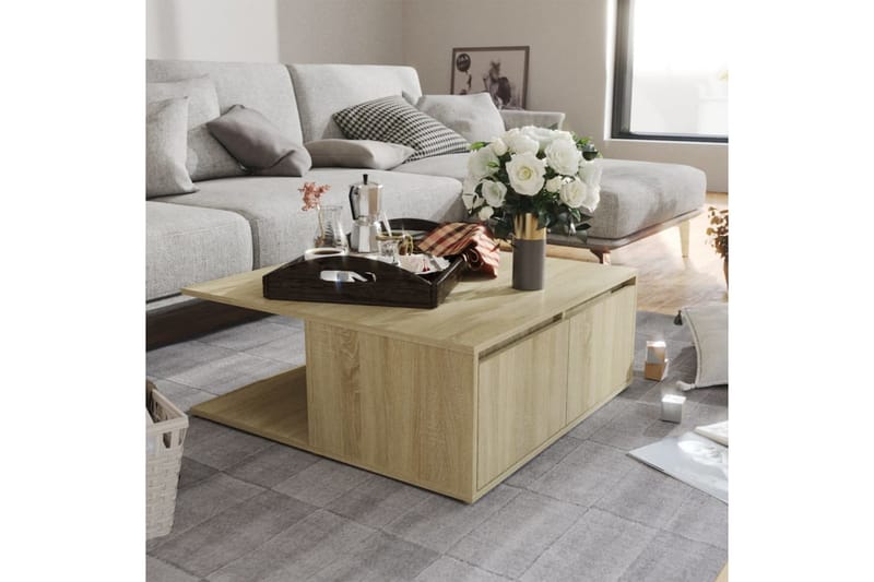 Soffbord sonoma-ek 80x80x31 cm spånskiva - Brun - Möbler - Bord & matgrupper - Soffbord