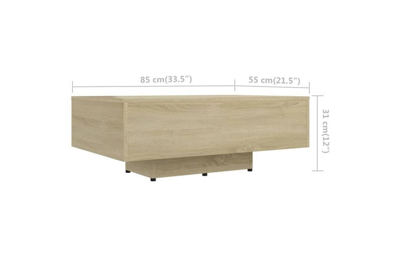 Soffbord sonoma-ek 85x55x31 cm spånskiva - Brun - Möbler - Bord & matgrupper - Soffbord