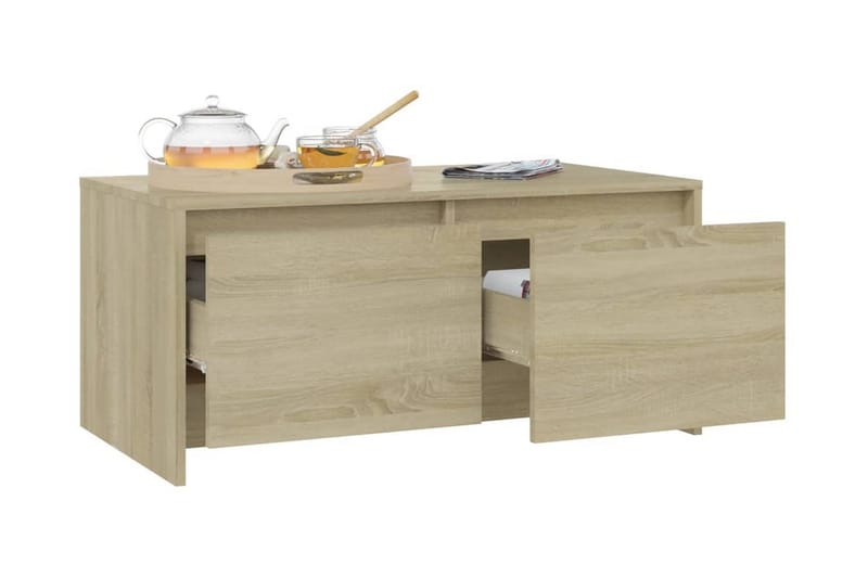 Soffbord sonoma-ek 90x50x41,5 cm spånskiva - Beige - Möbler - Bord & matgrupper - Soffbord