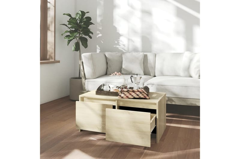 Soffbord sonoma-ek 90x50x41,5 cm spånskiva - Beige - Möbler - Bord & matgrupper - Soffbord
