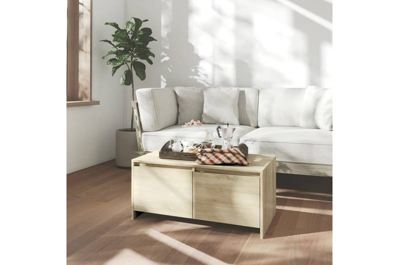Soffbord sonoma-ek 90x50x41,5 cm spånskiva - Beige - Möbler - Bord & matgrupper - Soffbord