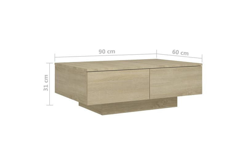 Soffbord sonoma-ek 90x60x31 cm spånskiva - Brun - Möbler - Bord & matgrupper - Soffbord