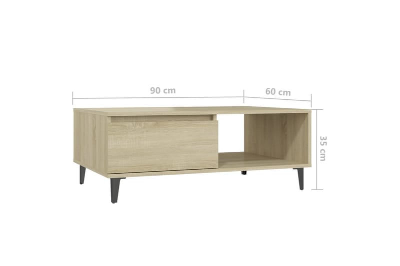 Soffbord sonoma-ek 90x60x35 cm spånskiva - Brun - Möbler - Bord & matgrupper - Soffbord