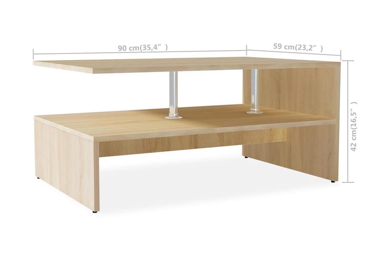 Soffbord spånskiva 90x59x42 cm ekfärg - Brun - Möbler - Bord & matgrupper - Soffbord