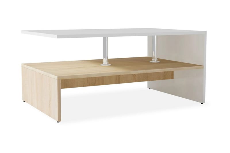 Soffbord spånskiva 90x59x42 cm ekfärg och vit - Vit - Möbler - Bord & matgrupper - Soffbord