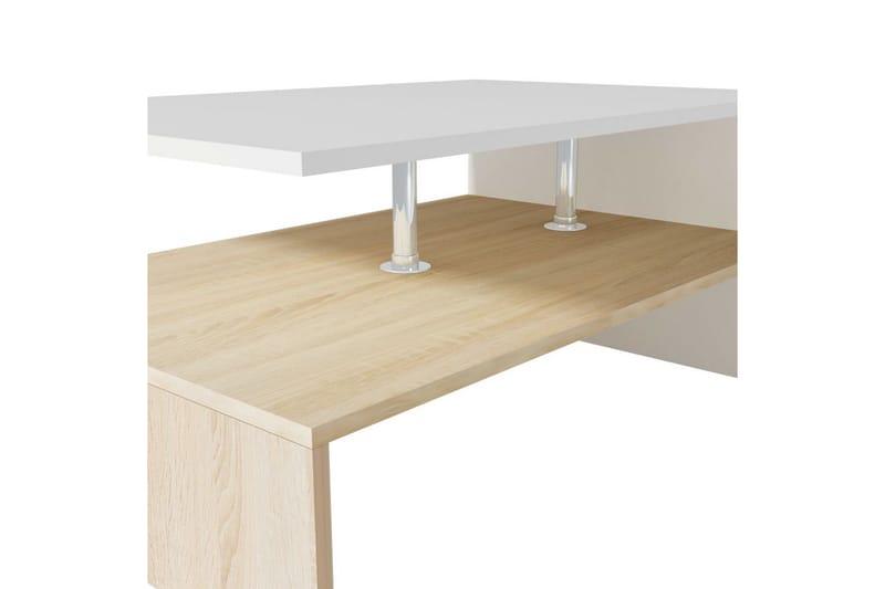 Soffbord spånskiva 90x59x42 cm ekfärg och vit - Vit - Möbler - Bord & matgrupper - Soffbord