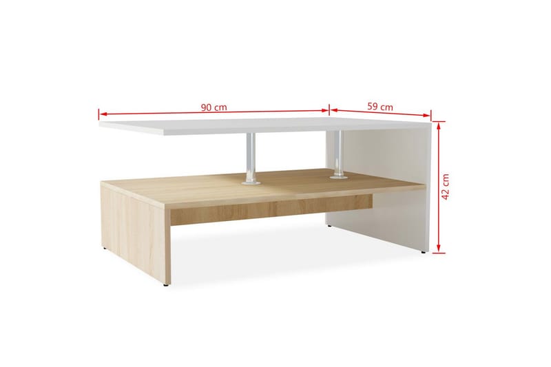 Soffbord spånskiva 90x59x42 cm ekfärg och vit - Vit - Möbler - Bord & matgrupper - Soffbord
