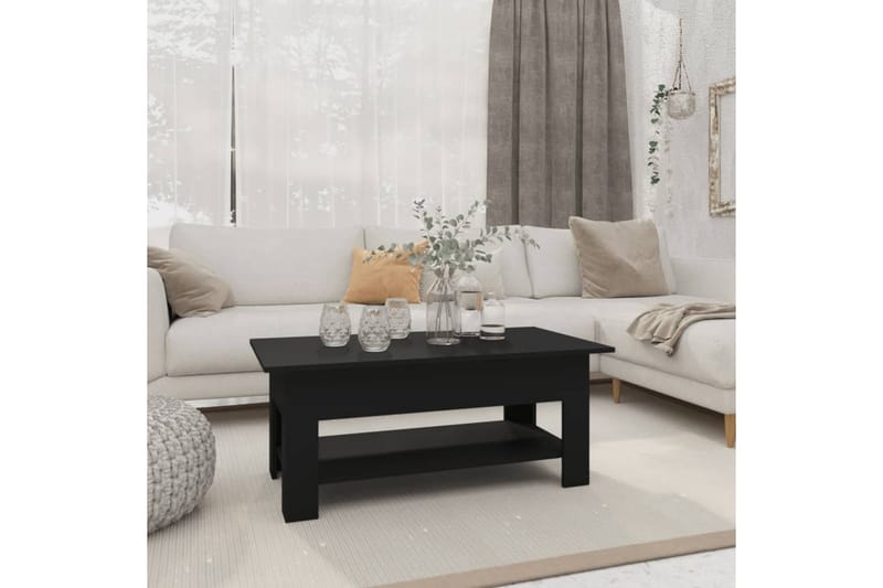Soffbord svart 102x55x42 cm spånskiva - Svart - Soffbord