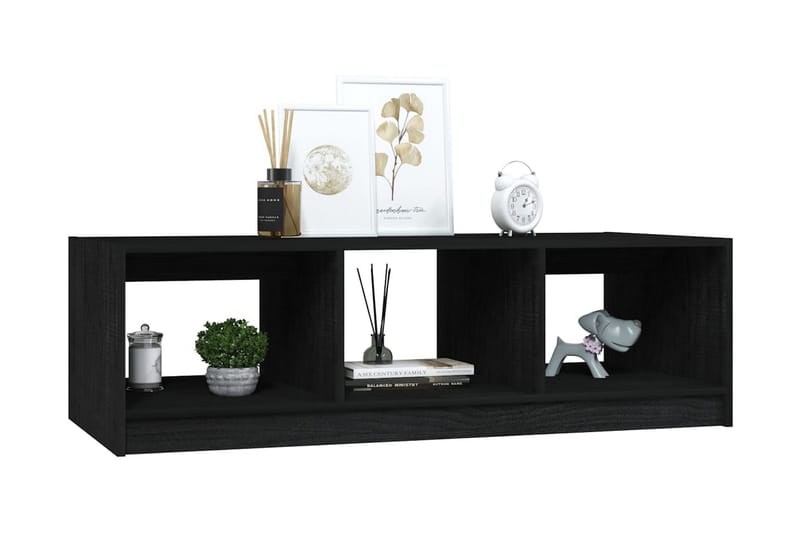 Soffbord svart 110x50x34 cm massiv furu - Svart - Möbler - Bord & matgrupper - Soffbord