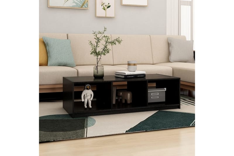 Soffbord svart 110x50x34 cm massiv furu - Svart - Möbler - Bord & matgrupper - Soffbord