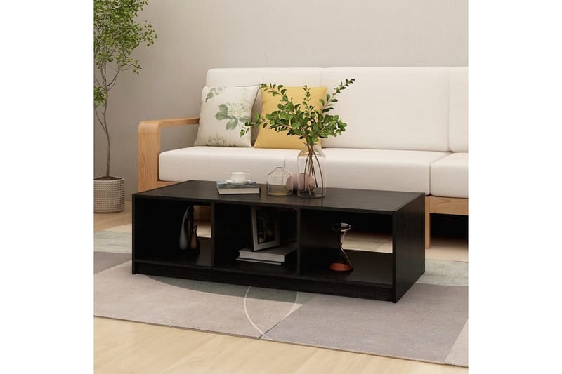 Soffbord svart 110x50x34 cm massiv furu - Svart - Möbler - Bord & matgrupper - Soffbord