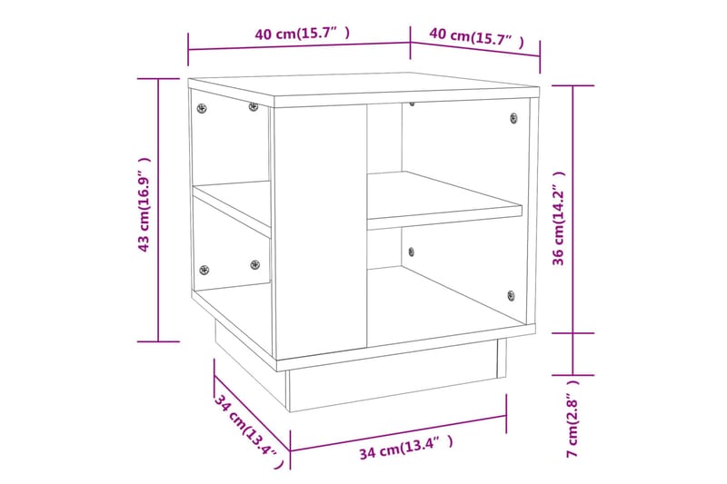 Soffbord svart 40x40x43 cm konstruerat trä - Svart - Soffbord