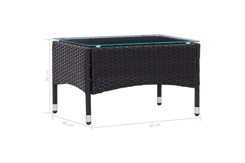 Soffbord svart 60x40x36 cm konstrotting - Svart/Glas - Möbler - Bord & matgrupper - Soffbord