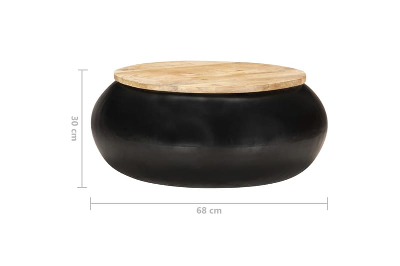 Soffbord svart 68x68x30 cm massivt mangoträ - Brun - Soffbord
