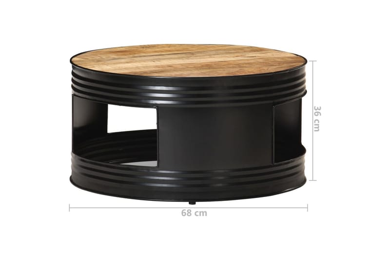 Soffbord svart 68x68x36 cm grovt massivt mangoträ - Svart - Möbler - Bord & matgrupper - Soffbord