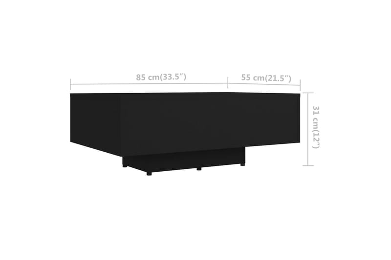 Soffbord svart 85x55x31 cm spånskiva - Svart - Soffbord