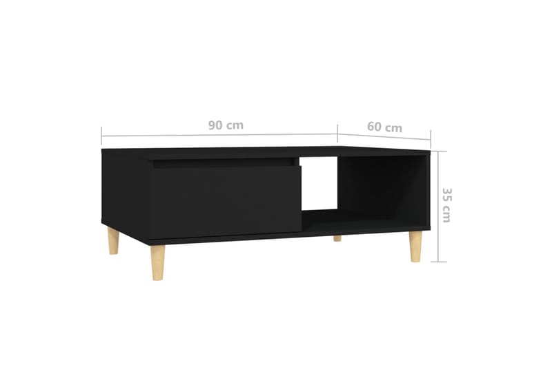 Soffbord svart 90x60x35 cm spånskiva - Svart - Soffbord
