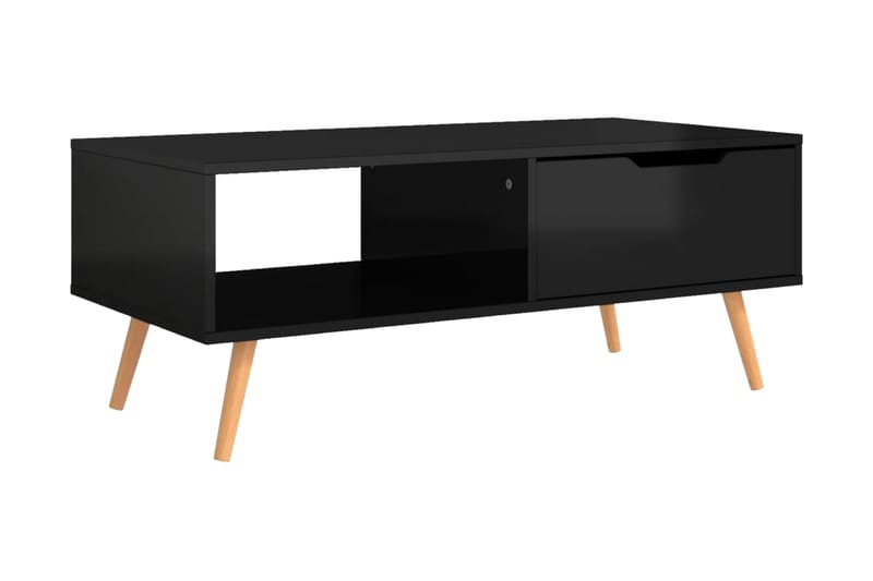 Soffbord svart högglansig 100x49,5x43 cm spånskiva - Svart - Soffbord