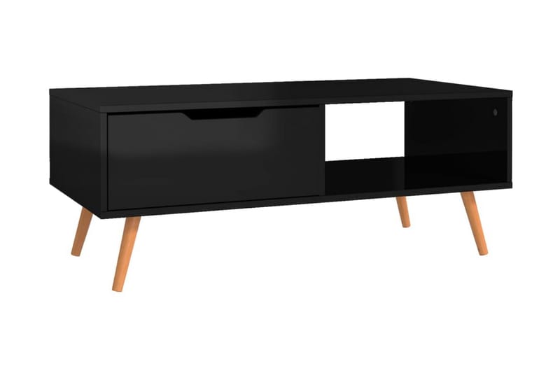 Soffbord svart högglansig 100x49,5x43 cm spånskiva - Svart - Soffbord