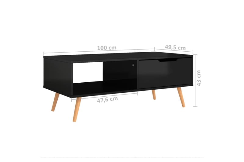 Soffbord svart högglansig 100x49,5x43 cm spånskiva - Svart - Möbler - Bord & matgrupper - Soffbord