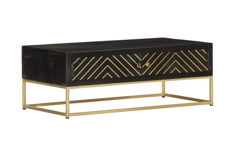 Soffbord svart och guld 90x50x35 cm massivt mangoträ - Svart - Möbler - Bord & matgrupper - Soffbord