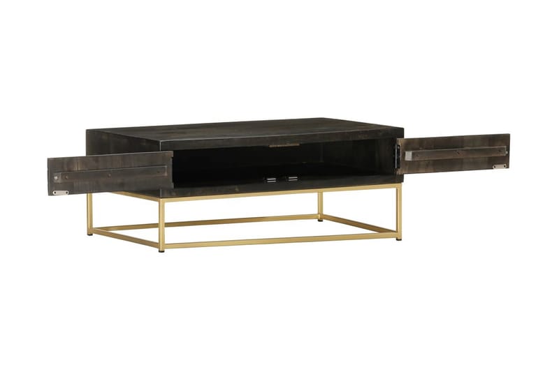 Soffbord svart och guld 90x50x35 cm massivt mangoträ - Svart - Möbler - Bord & matgrupper - Soffbord