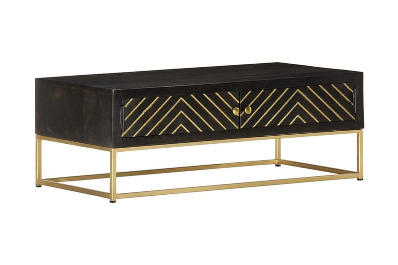 Soffbord svart och guld 90x50x35 cm massivt mangoträ - Svart - Möbler - Bord & matgrupper - Soffbord