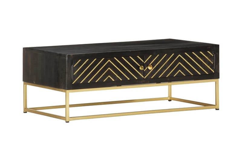 Soffbord svart och guld 90x50x35 cm massivt mangoträ - Svart - Möbler - Bord & matgrupper - Soffbord