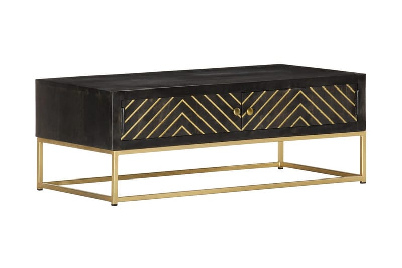 Soffbord svart och guld 90x50x35 cm massivt mangoträ - Svart - Möbler - Bord & matgrupper - Soffbord