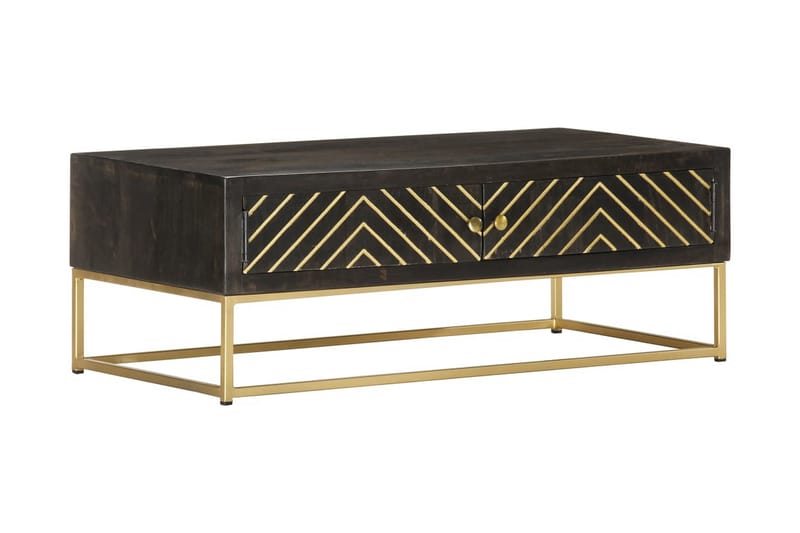 Soffbord svart och guld 90x50x35 cm massivt mangoträ - Svart - Möbler - Bord & matgrupper - Soffbord