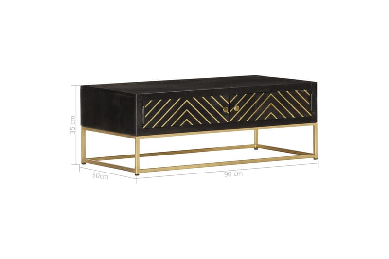 Soffbord svart och guld 90x50x35 cm massivt mangoträ - Svart - Möbler - Bord & matgrupper - Soffbord