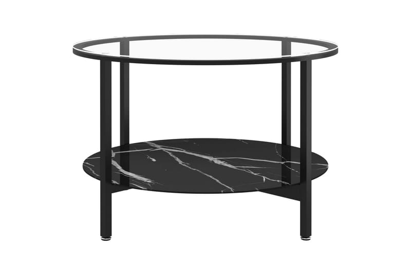 Soffbord svart och svart marmor 70 cm härdat glas - Svart - Soffbord