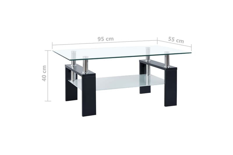 Soffbord svart och transparent 95x55x40 cm härdat glas - Svart/Glas - Soffbord