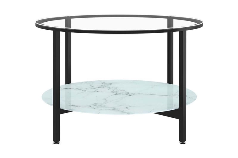 Soffbord svart och vit marmor 70 cm härdat glas - Svart - Soffbord