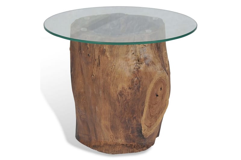 Soffbord teak glas 50x40 cm - Brun/Glas - Soffbord