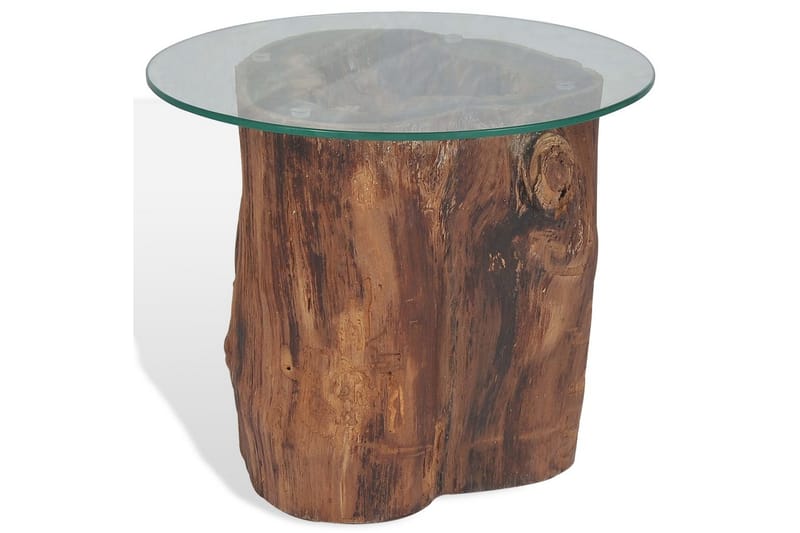 Soffbord teak glas 50x40 cm - Brun/Glas - Möbler - Bord & matgrupper - Soffbord