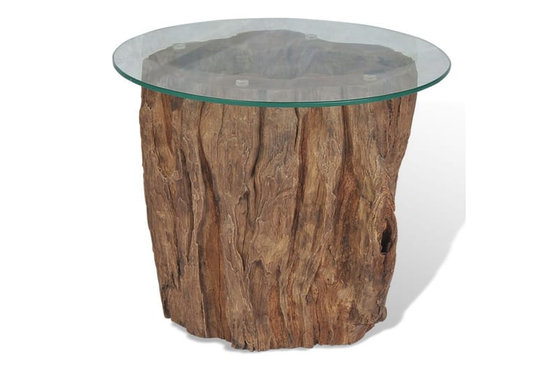 Soffbord teak glas 50x40 cm - Brun/Glas - Möbler - Bord & matgrupper - Soffbord