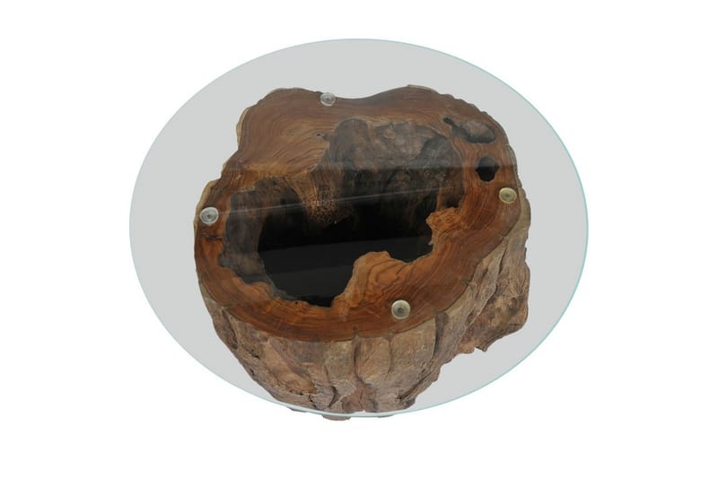 Soffbord teak glas 50x40 cm - Brun/Glas - Möbler - Bord & matgrupper - Soffbord