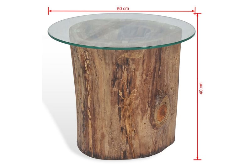 Soffbord teak glas 50x40 cm - Brun/Glas - Möbler - Bord & matgrupper - Soffbord