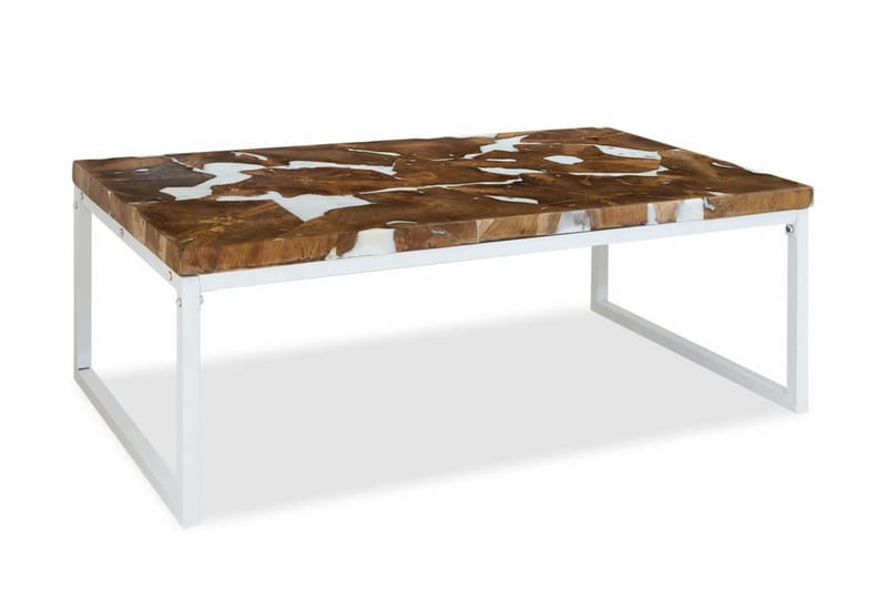 Soffbord teak och harts 110x60x40 cm - Vit - Soffbord